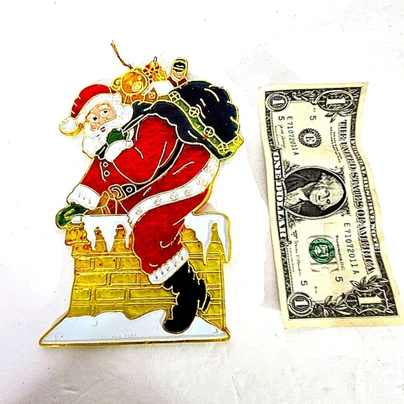 Vintage Faux Stained Glass (HARD PLASTIC)Christmas Holiday Sun Catcher Ornaments - Picture 3 of 5